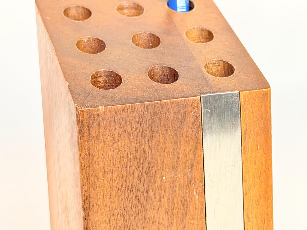 Vintage 1960s Mid Century Modern Brown Walnut Park Sherman Pencil Holder Desk Organizer