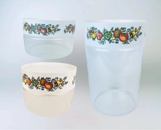 Vintage Air Tight Pyrex 'Spice of Life' Glass + Plastic Jar/Container - Made In USA - Sold Separately