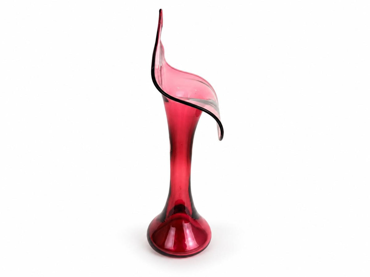 Vintage 1970s Pilgrim Glass Cranberry Jack in the Pulpit Vase Pink Art Glass