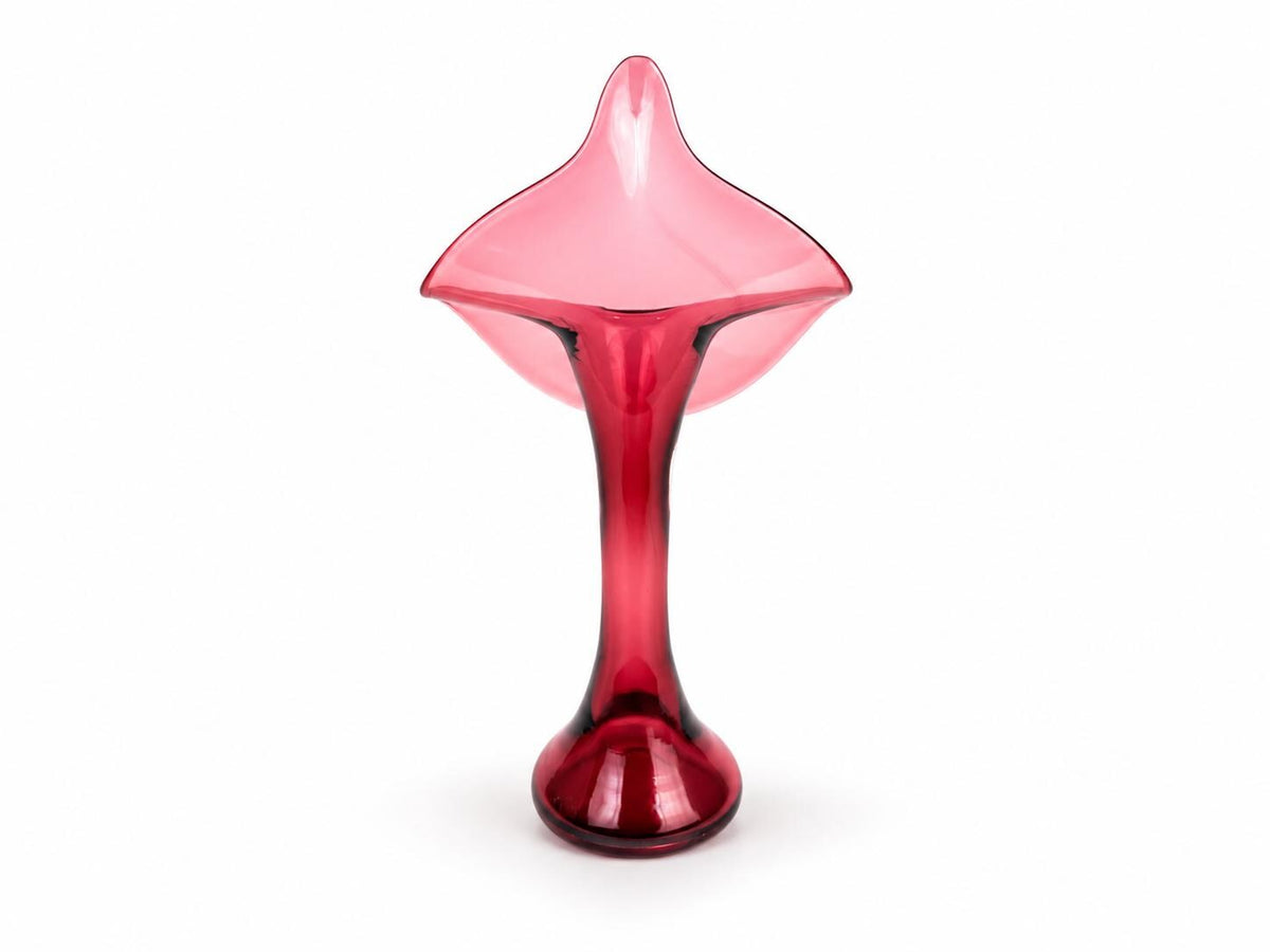 Vintage 1970s Pilgrim Glass Cranberry Jack in the Pulpit Vase Pink Art Glass