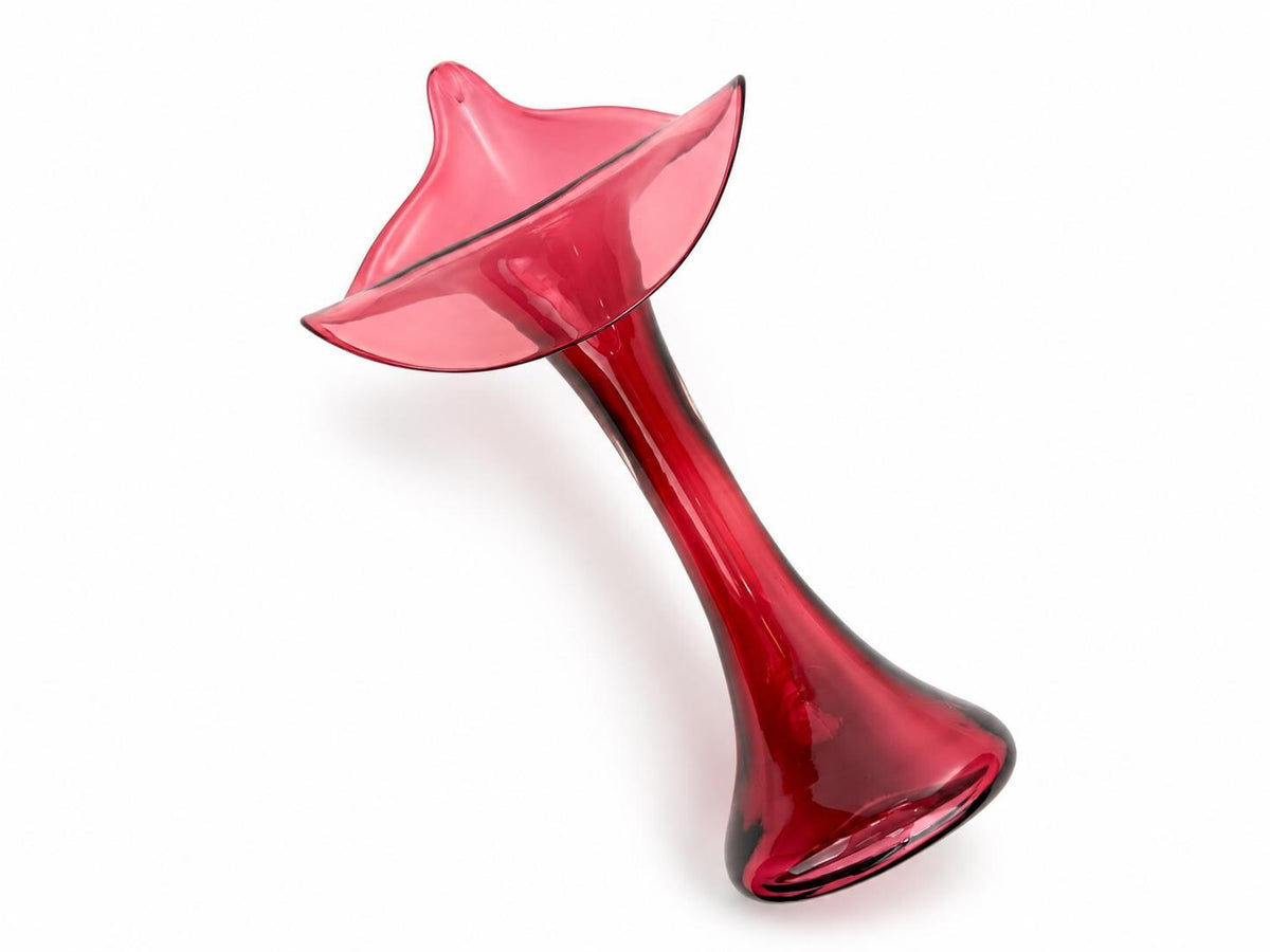 Vintage 1970s Pilgrim Glass Cranberry Jack in the Pulpit Vase Pink Art Glass