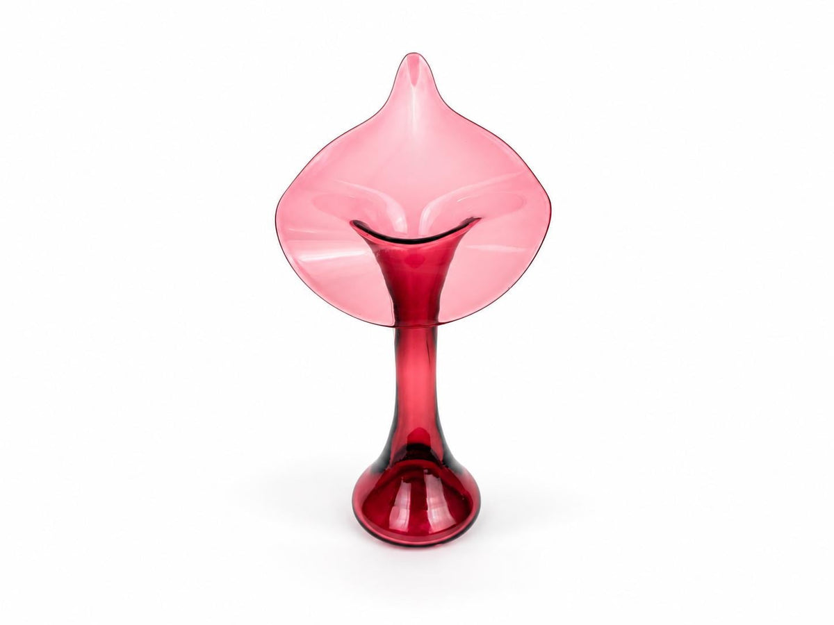 Vintage 1970s Pilgrim Glass Cranberry Jack in the Pulpit Vase Pink Art Glass