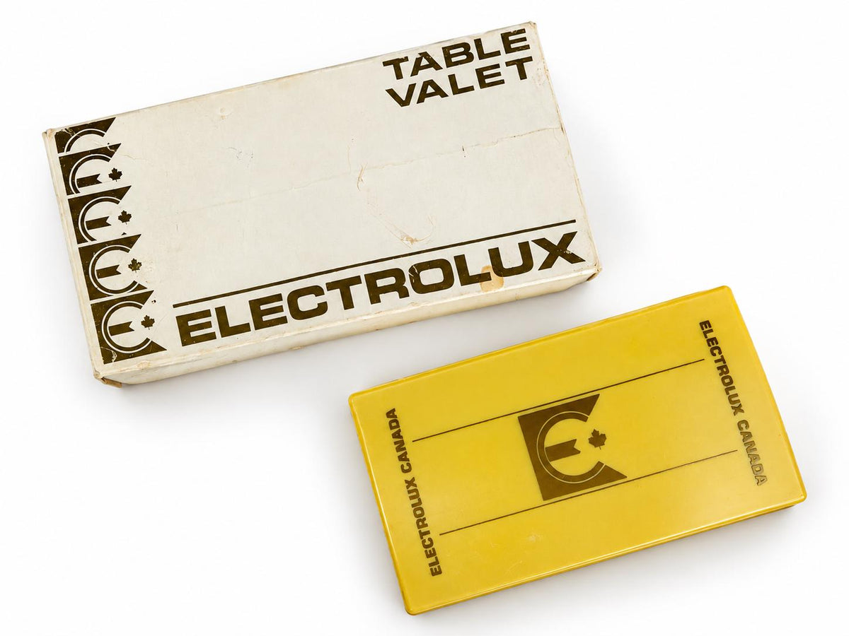 Vintage 1970s Electrolux Canada Table Valet - Gold Plastic Crumb Sweeper With Original Box