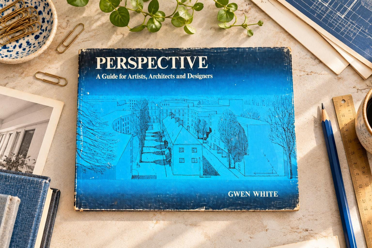 Vintage 1970s Gwen White Perspective Hardcover Art Architecture Drawing Instruction Book