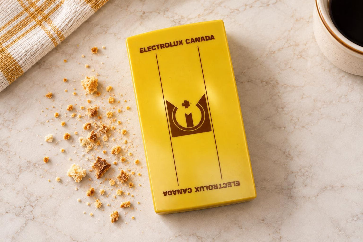 Vintage 1970s Electrolux Canada Table Valet - Gold Plastic Crumb Sweeper With Original Box