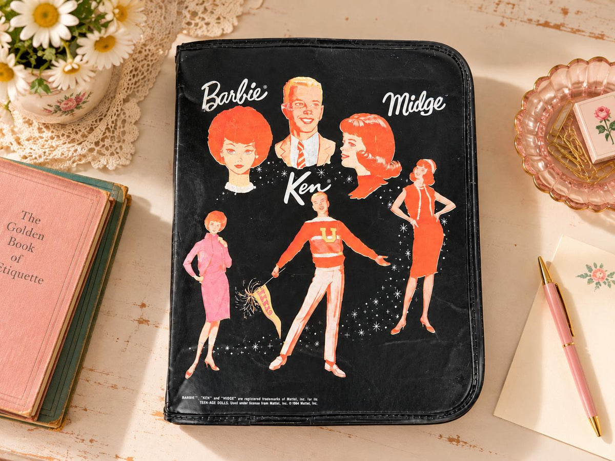 Vintage & Rare 1964 Barbie Ken Midge Black Vinyl Zippered 3 Ring School Binder Mattel - Bulldog CANADA