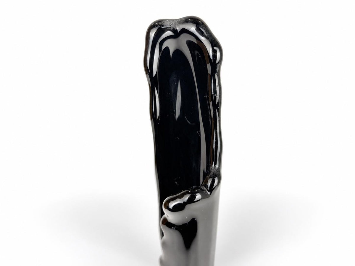 Vintage 1970s Fenton 4453 Ebony Thumbprint Swung Vase - By T Budim - Hand Painted Floral Glass - Each Sold Separately