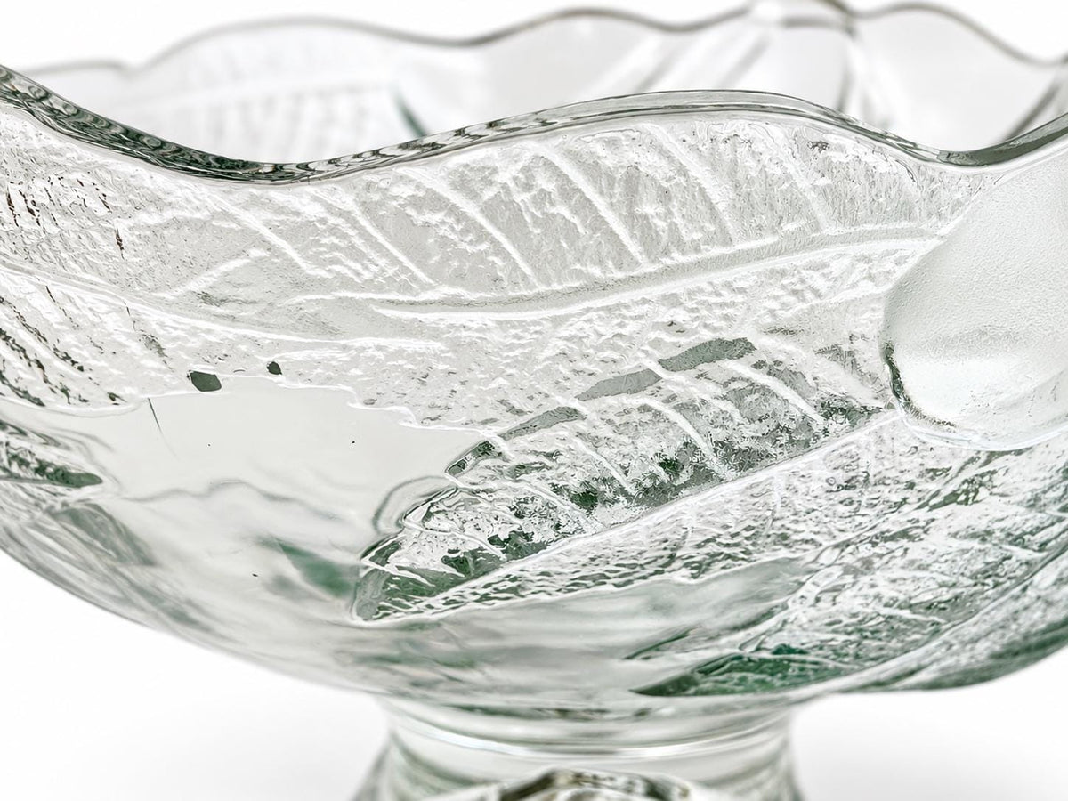 Vintage 1980s Teleflora French Clear Glass Pear Pedestal Fruit Bowl Compote