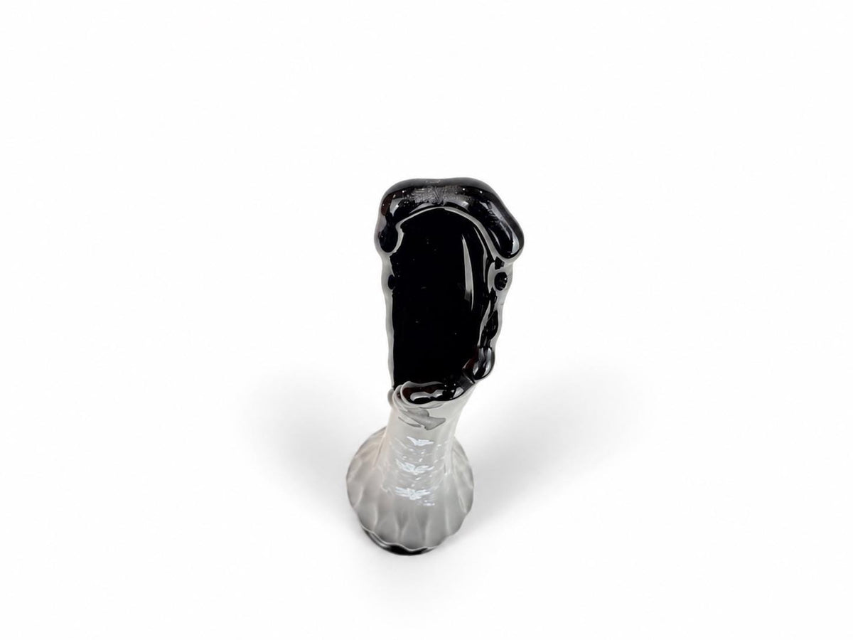 Vintage 1970s Fenton 4453 Ebony Thumbprint Swung Vase - By T Budim - Hand Painted Floral Glass - Each Sold Separately