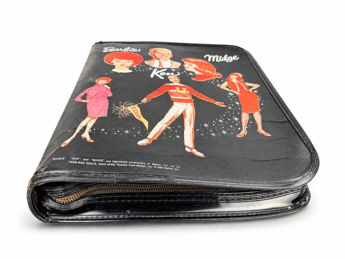 Vintage & Rare 1964 Barbie Ken Midge Black Vinyl Zippered 3 Ring School Binder Mattel - Bulldog CANADA