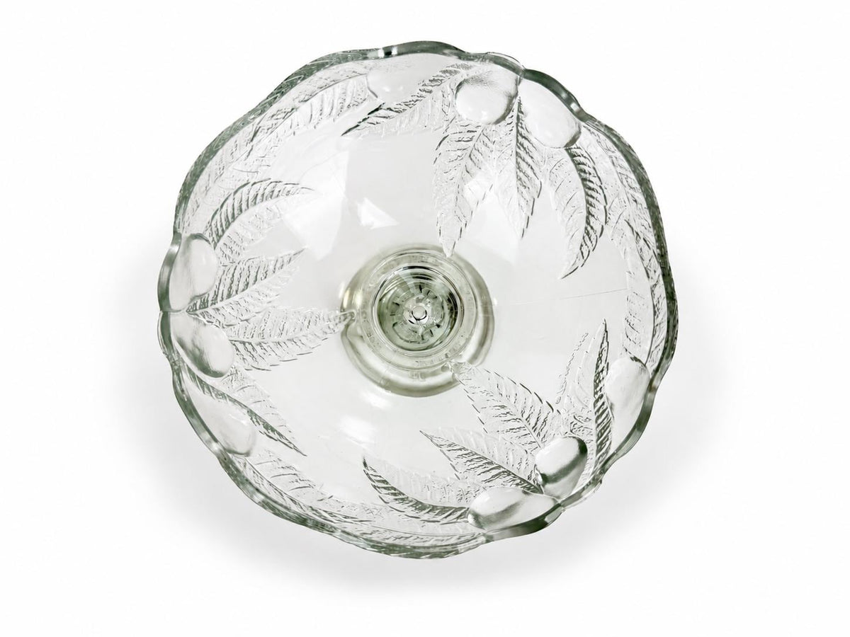Vintage 1980s Teleflora French Clear Glass Pear Pedestal Fruit Bowl Compote