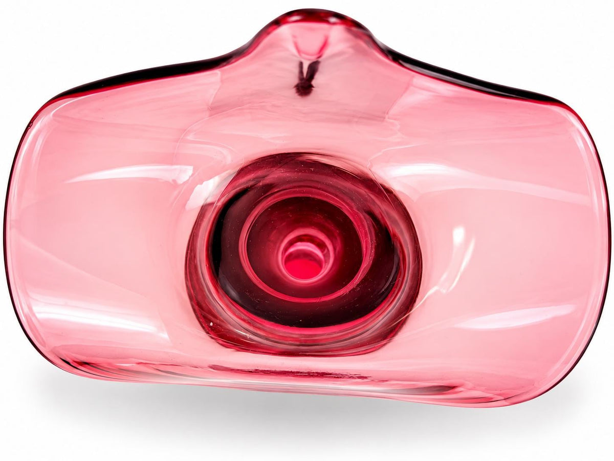 Vintage 1970s Pilgrim Glass Cranberry Jack in the Pulpit Vase Pink Art Glass