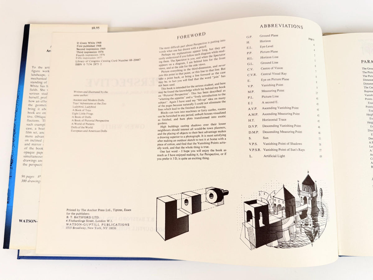 Vintage 1970s Gwen White Perspective Hardcover Art Architecture Drawing Instruction Book