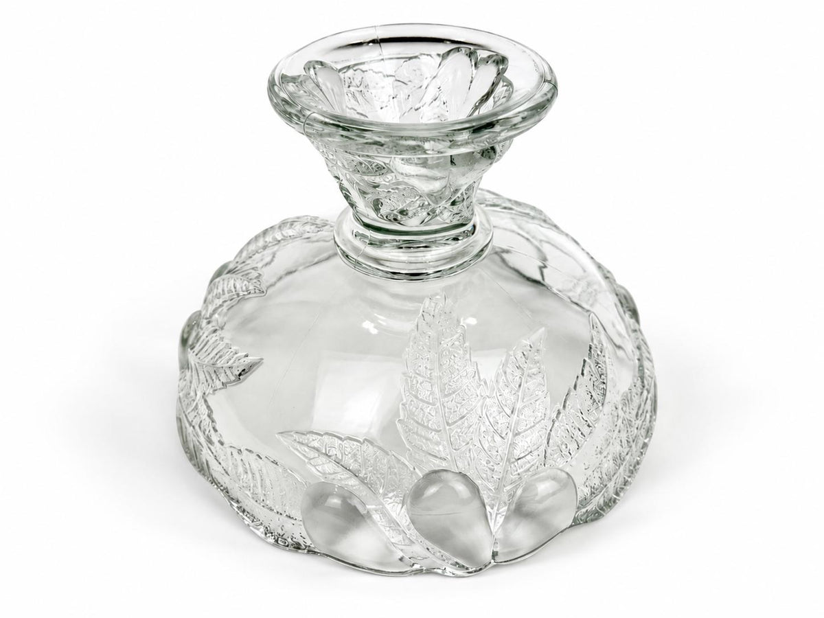Vintage 1980s Teleflora French Clear Glass Pear Pedestal Fruit Bowl Compote