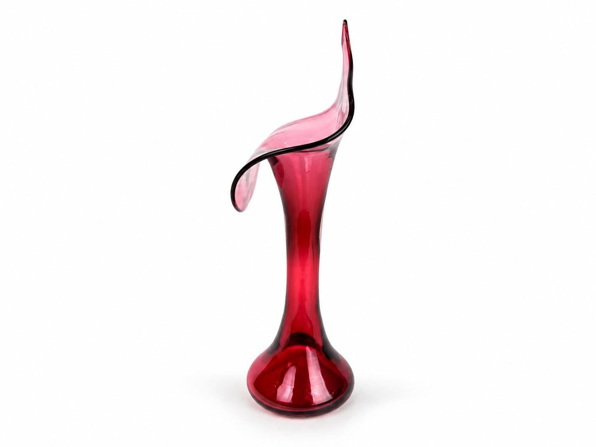 Vintage 1970s Pilgrim Glass Cranberry Jack in the Pulpit Vase Pink Art Glass